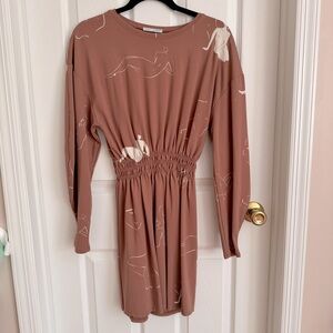 Zara Balloon Sleeve Dress Pullover in Abstract Women Clay print US size S